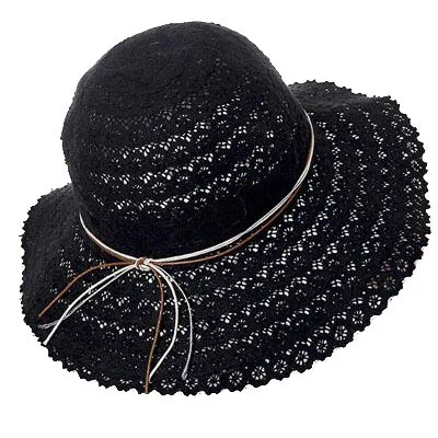 Korean Lace Cut Out Sun Visor Women Spring And Summer Leisure All Kinds Of Fishermen Hat Folding Sun Protection Beach Hat Black - Shop at LoveMi
