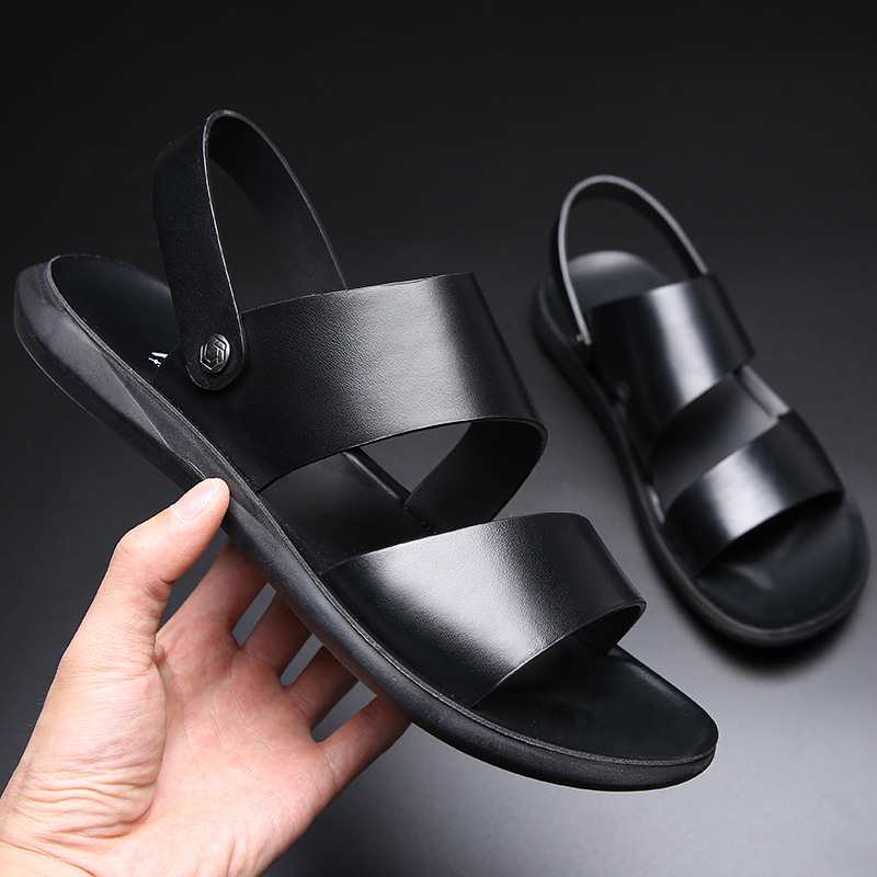 Thick-soled Casual Sandals And Slippers Cowhide Beach Shoes