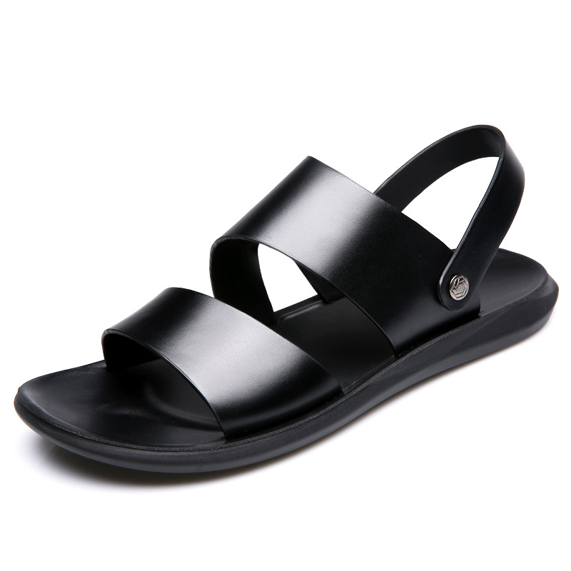 Thick-soled Casual Sandals And Slippers Cowhide Beach Shoes