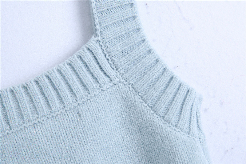 Women's Rhinestone Bowknot Square Neck High Waist Short Knit Vest