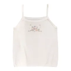 Retro Gentle Cream Colour Flower Summer Cute Girl Knitting With A Small Sling - White - View 1