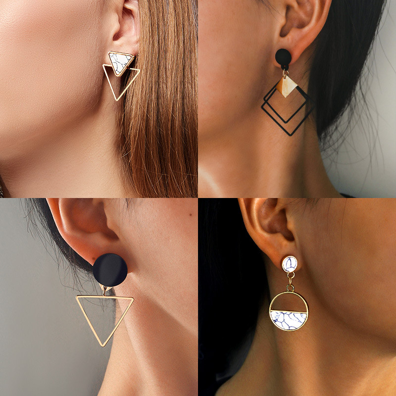  Earrings Female Temperament Korean Round Earrings Personality Geometric Earrings