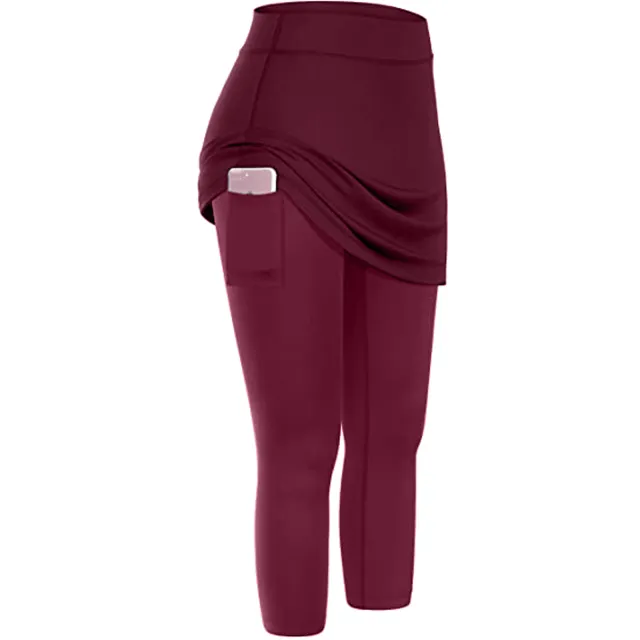 Casual Pocket Sports Fitness Running Yoga Tennis Skirt Red - Shop at LoveMi