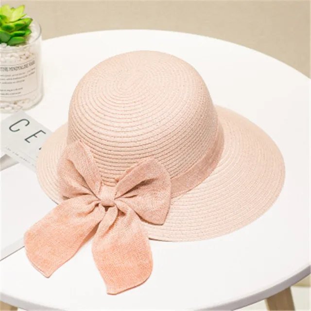 Sun Hat All match Korean Style Foldable Straw Hat Sun Hat Pink - Shop at LoveMi