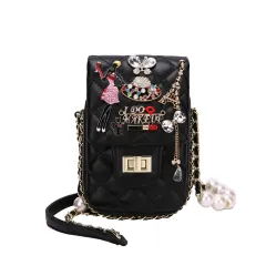 Square luxury bags Crossbody bag New PU Leather Women's Designer Handbag Travel Shoulder Messenger Bag - Black - View 1
