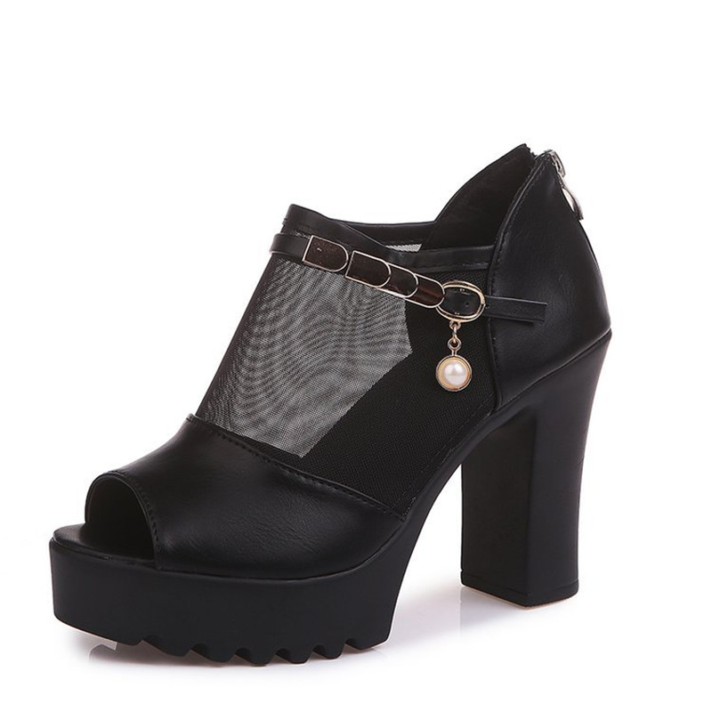 High Heel Fish Mouth Thick Heel Sandals Women Casual Platform