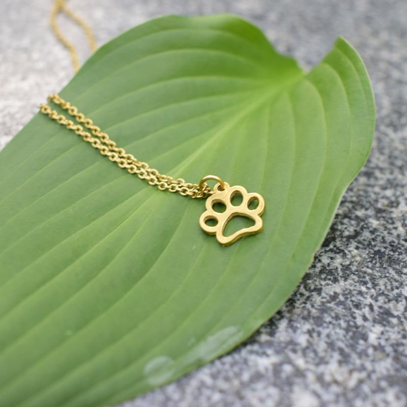European and American Personality Pet Footprint Necklace Female Dog Paw Print Cat Paw Print Clavicle Chain