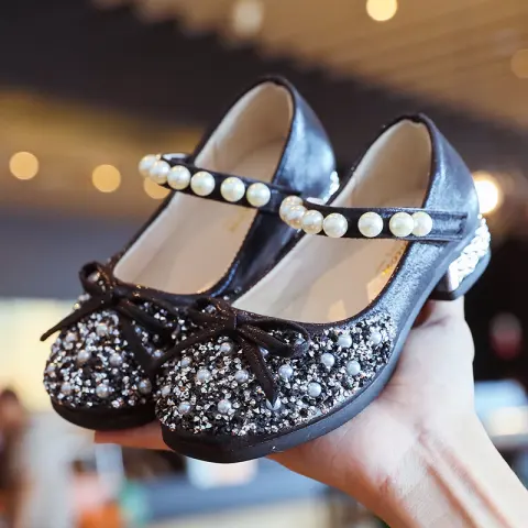 Leather Shoes Soft Sole Aisha Princess Children Crystal Flashing