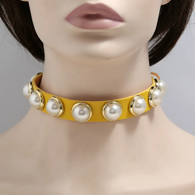 Leather Choker Collar for Women Gothic Punk Chain