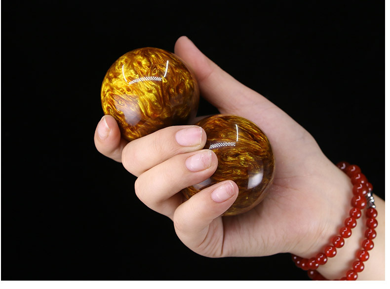Traditional Golden Baoding Balls Set