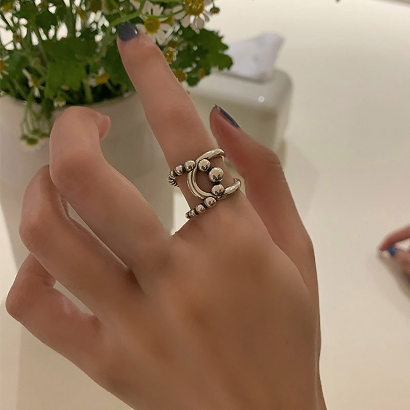 Japanese And Korean Personality Geometric Glossy Ring