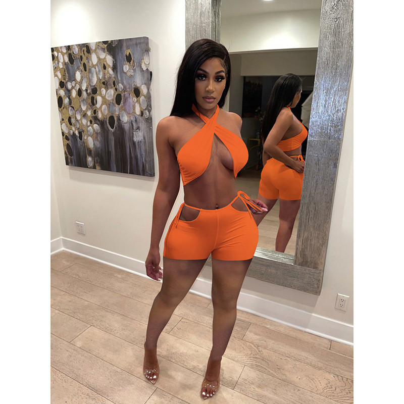Fashion Sexy Solid Color Two-piece Shorts Short Casual Suit