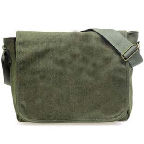 Army Green Old-Fashioned Nostalgic Green School Bag Canvas Shoulder Bag