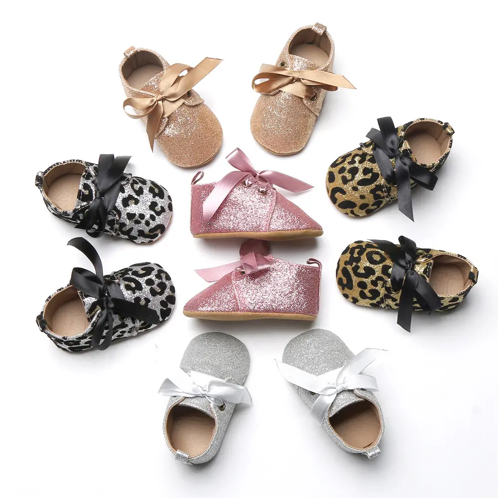 New Glitter Lace-Up Soft Sole Baby Shoes