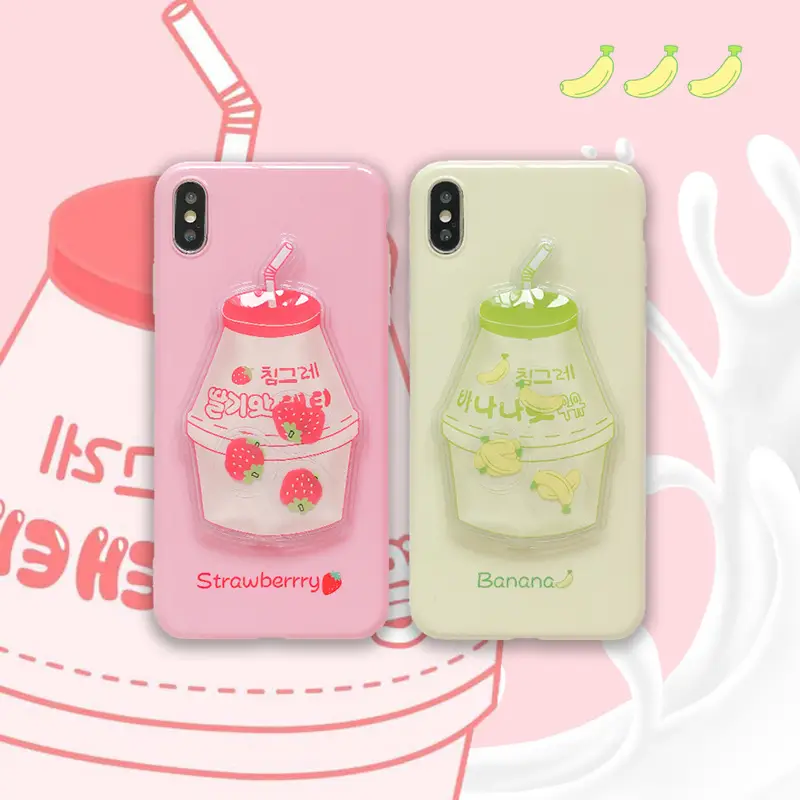 Japanese Decompression Banana Strawberry Milk Mobile Phone Case