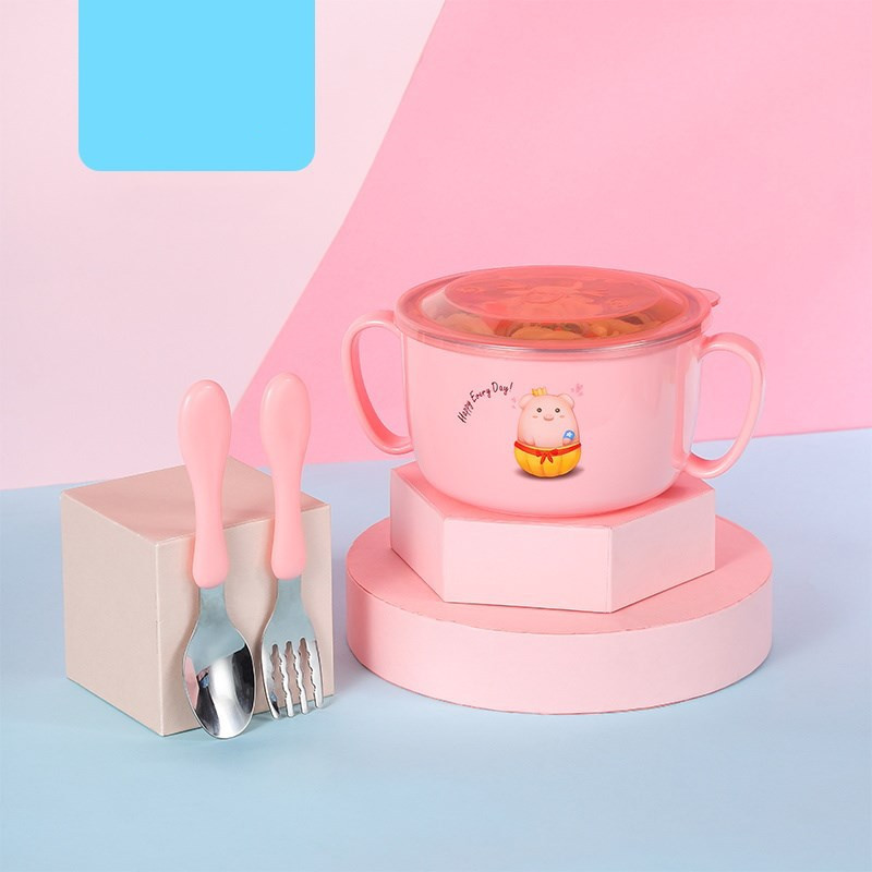 Pink with spoon and fork