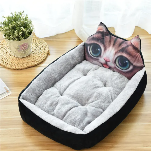 Large Pet Cat Dog Bed 7Colors Warm Cozy Dog House Soft Fleece Nest Dog Baskets 3D Cat Black - Shop at LoveMi
