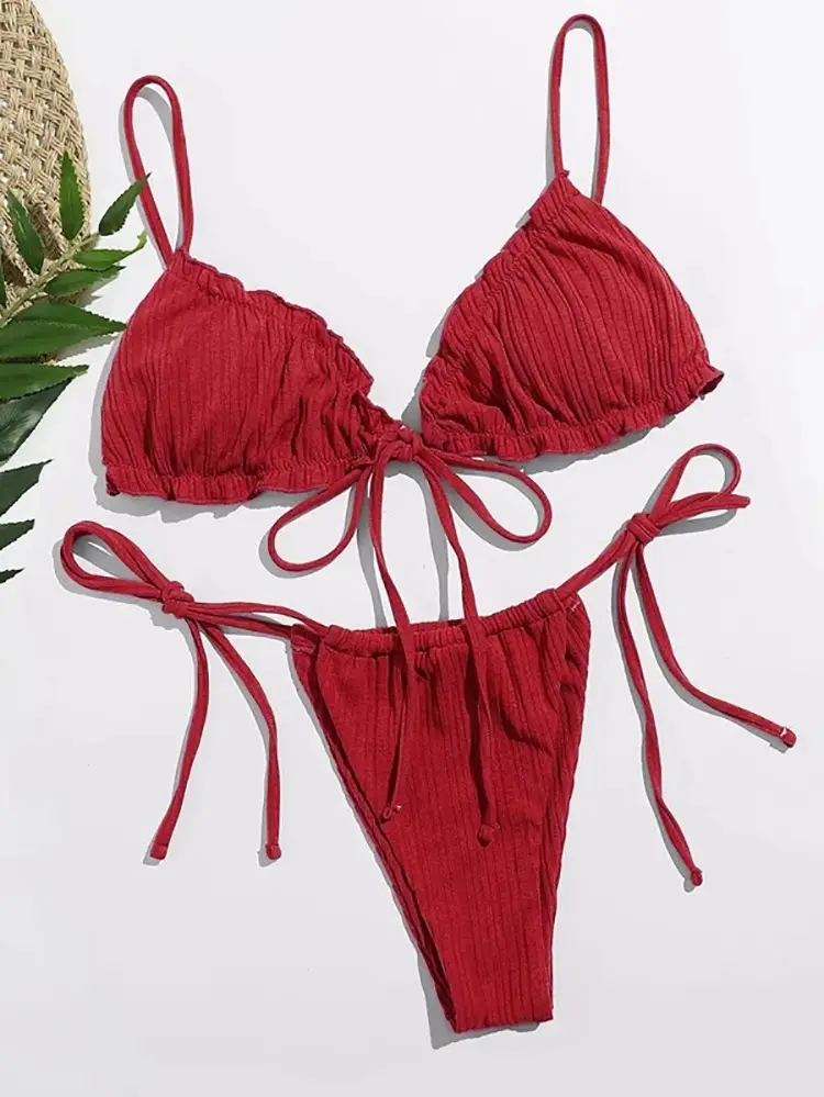 Bikini Swimsuit European And American Sexy Triangle Bag Strap Split Swimsuit