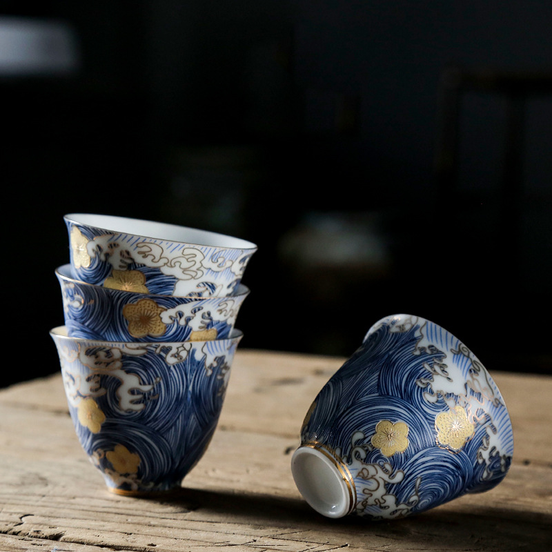 Japanese Kung Fu Tea Set Ceramic Grilled Flower