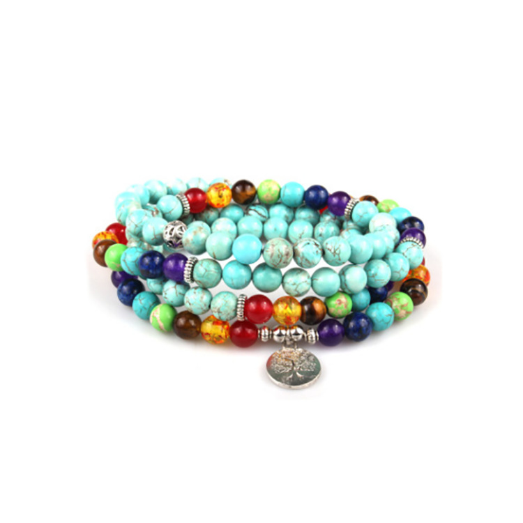 Bracelet Tiger Eye Stone Colorful Tree Of Life Pendant Necklace