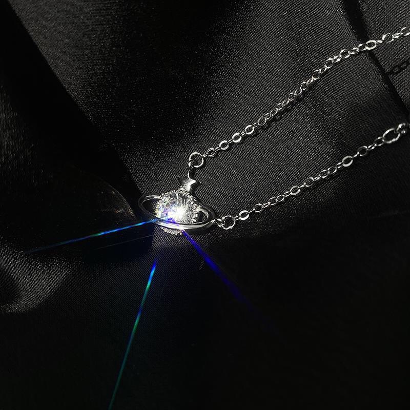 Cold Wind Flash Diamond Planet Necklace Female Contracted Wind