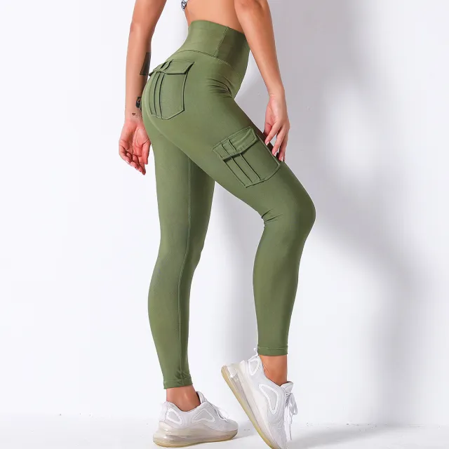 Pants High Waist Quick drying Running Fitness Buttocks Trousers Army Green - Shop at LoveMi