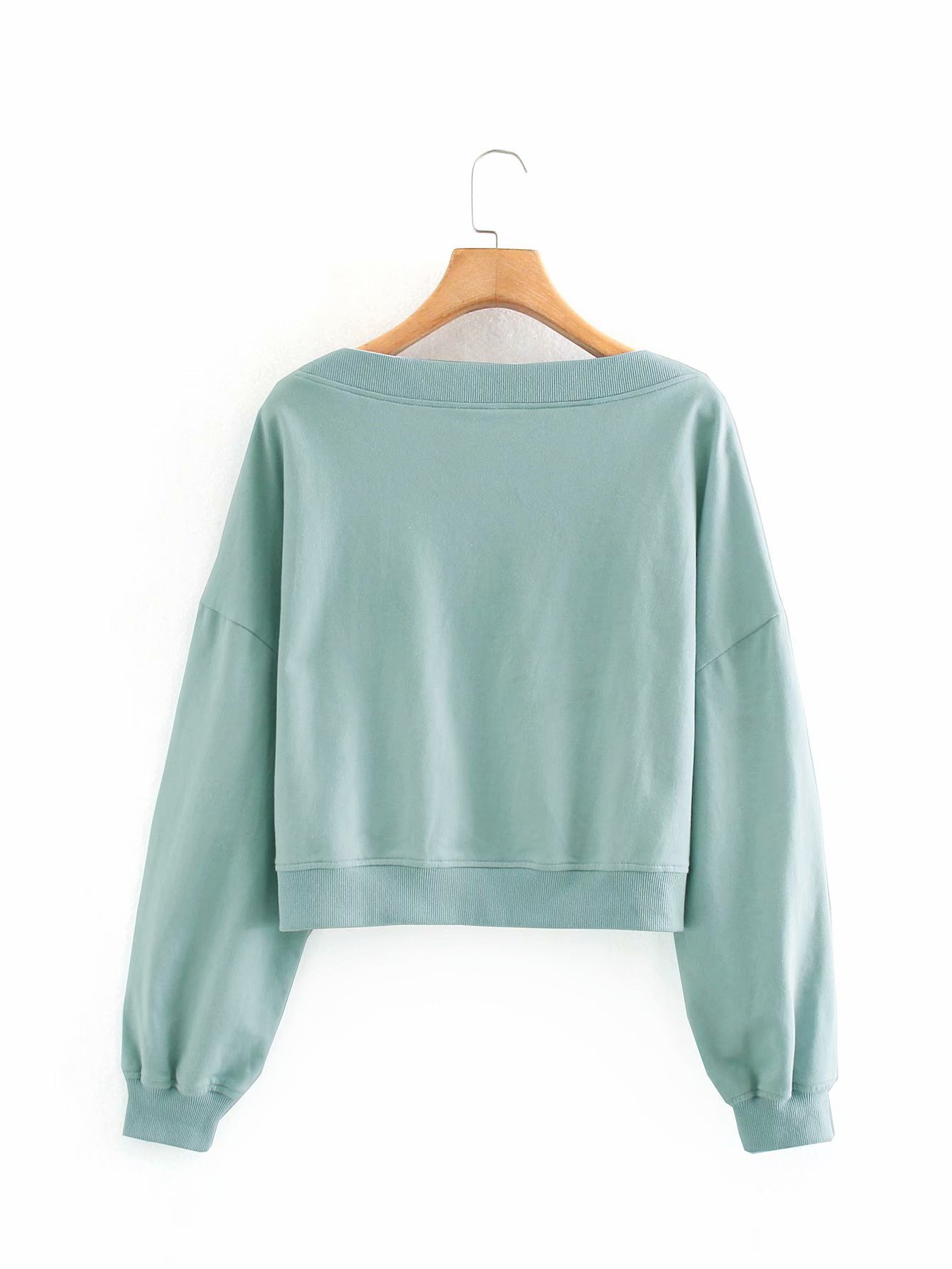 V-neck Long-sleeved Loose Solid Color Short Sweater