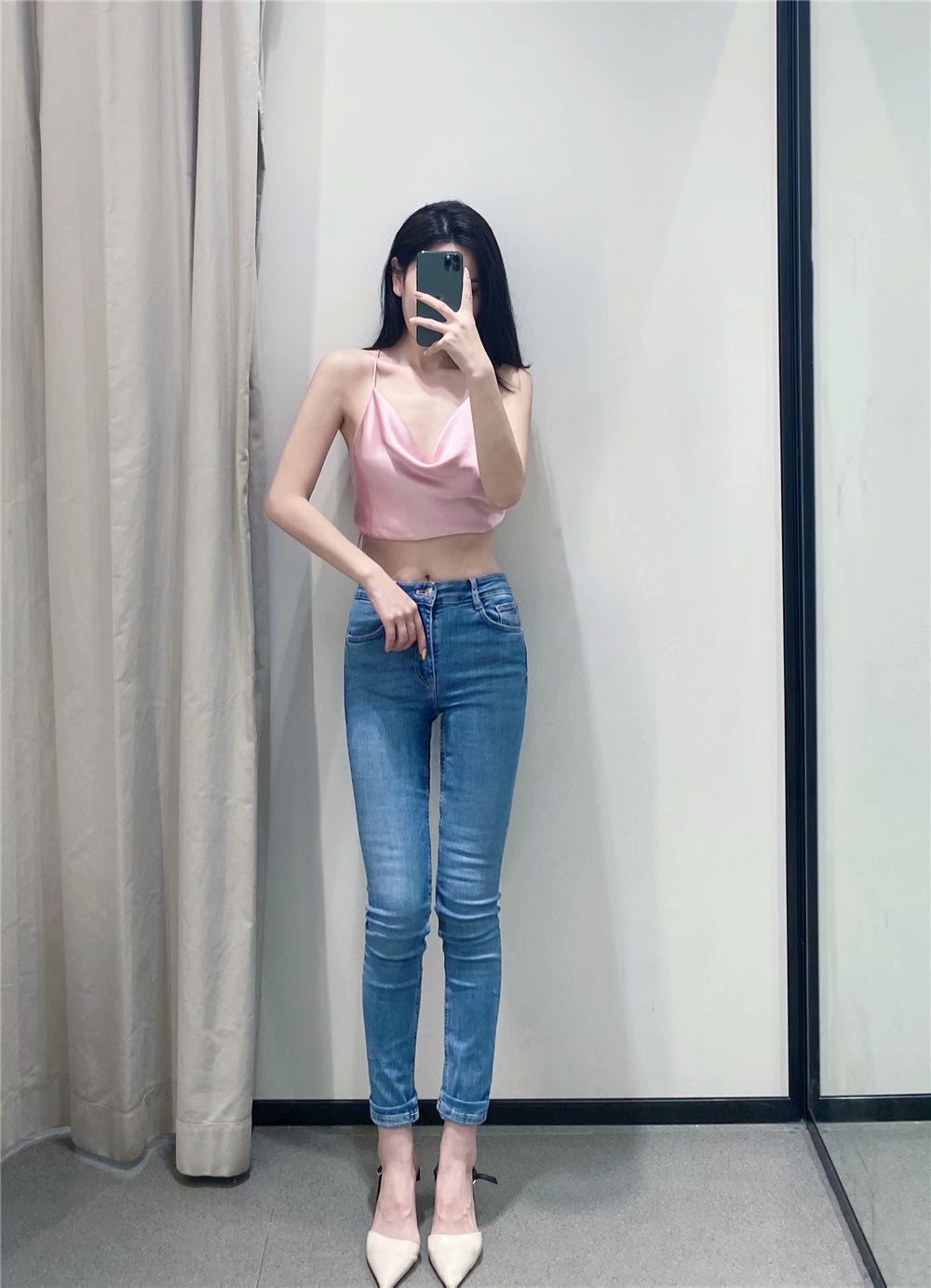 Fashion Pure Color Silk Satin Texture Short Sling