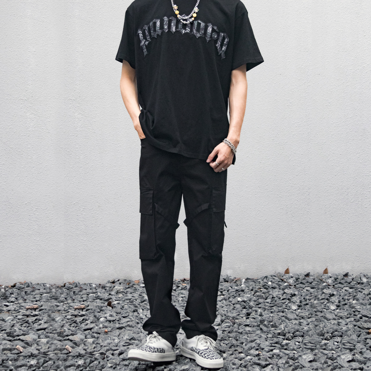 Streamer Pants Spring And Summer Trend Fashion Casual Sanding Multi-pocket Straight Trousers