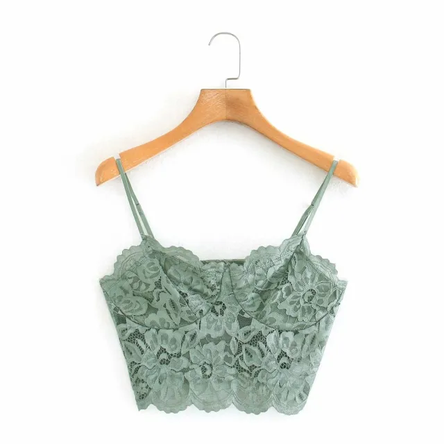 Tank Top Camis Cropped Traf Women Chic Tops Thin Strap Lace Backless Vintage Female Sexy Tan - Shop at LoveMi
