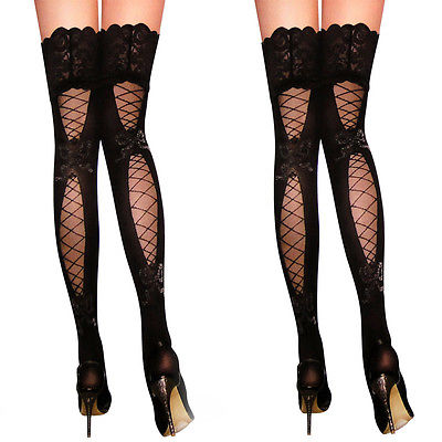 Title 5, Sexy Women Stockings Lace Top Sheer Thigh High ...