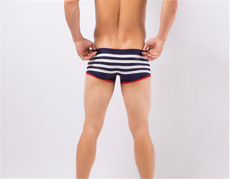 Men's Big Striped Boxer Swimming Trunks Hot Spring Beach Quick-drying