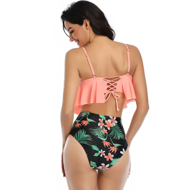 Multicolor Ruffled Belly covering Split Swimsuit Multicolor - Shop at LoveMi