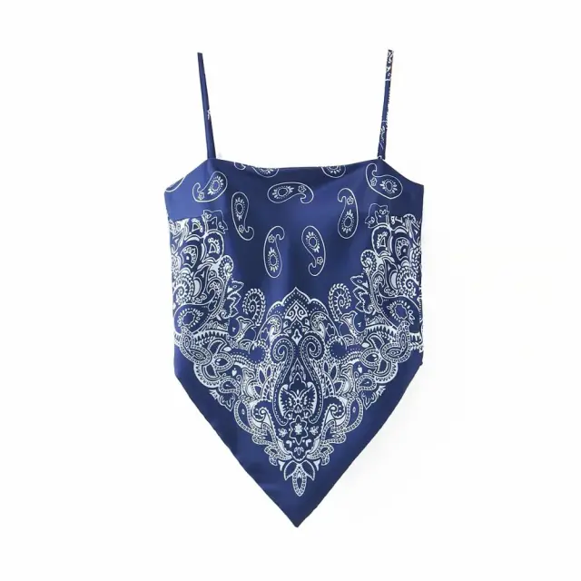 Shirt CAMIS Vest Spaghetti Strap Fashion Top Retro Sexy Blue - Shop at LoveMi