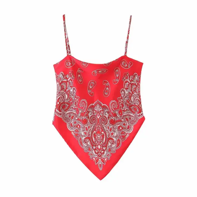 Shirt CAMIS Vest Spaghetti Strap Fashion Top Retro Sexy 2302Red - Shop at LoveMi