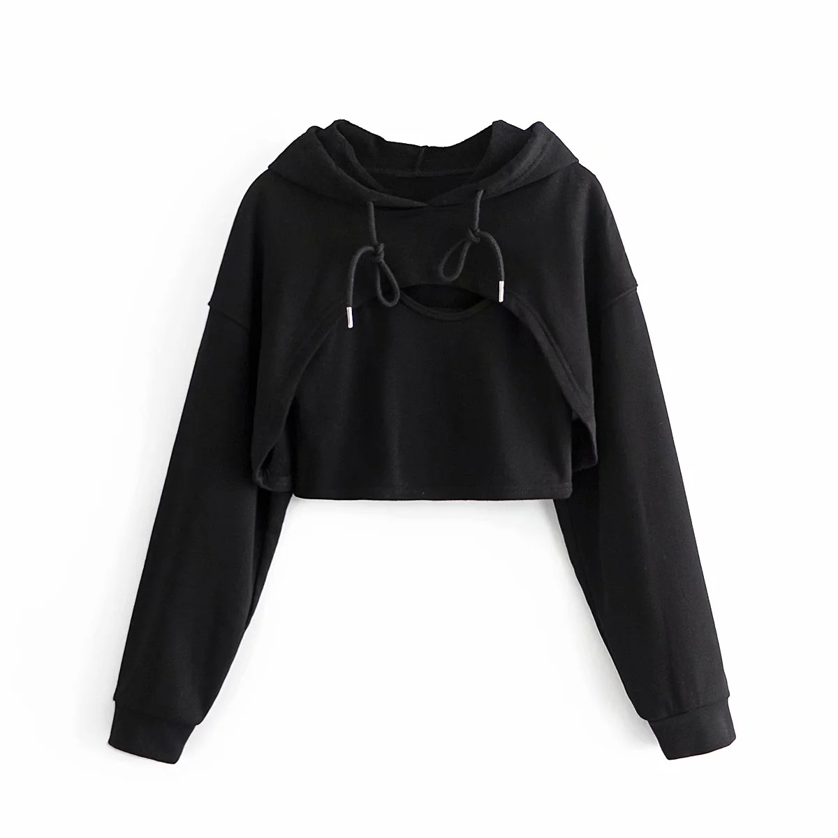 Solid Color Layered Hooded Sweatshirt Vest Suit