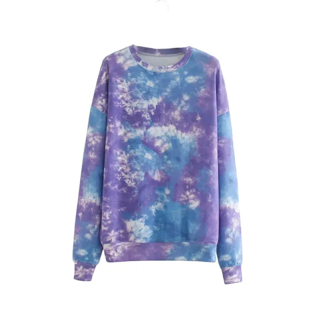 Round Neck Sweater Purple Gradient Tie Purple - Shop at LoveMi