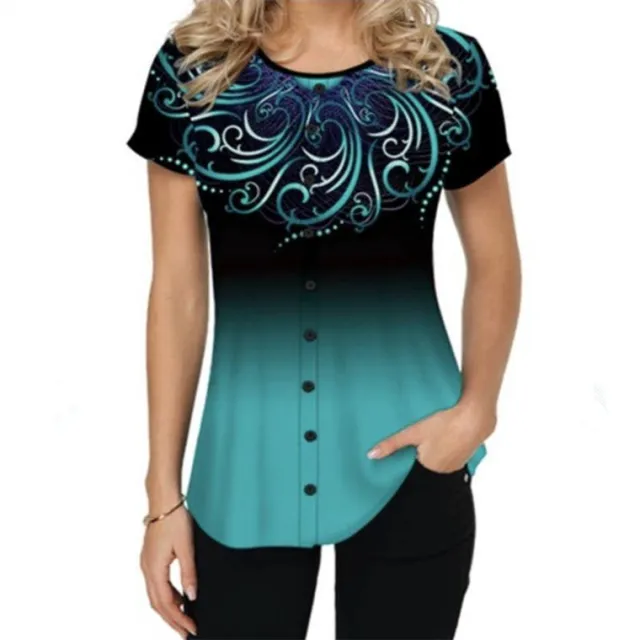 New Simple Round Neck Fashion Gradient Blue - Shop at LoveMi