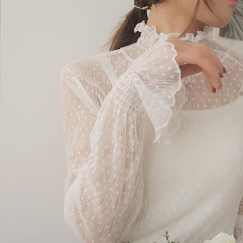 Turtleneck Chiffon Lace Bottoming Shirt