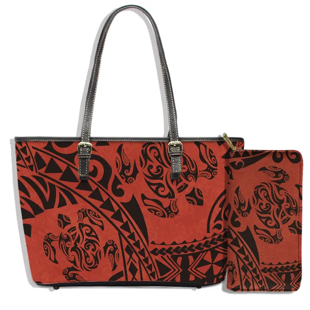 Polynesian style turtle print shoulder bag clutch bag wallet large satchel to customize a picture - Shop at LoveMi