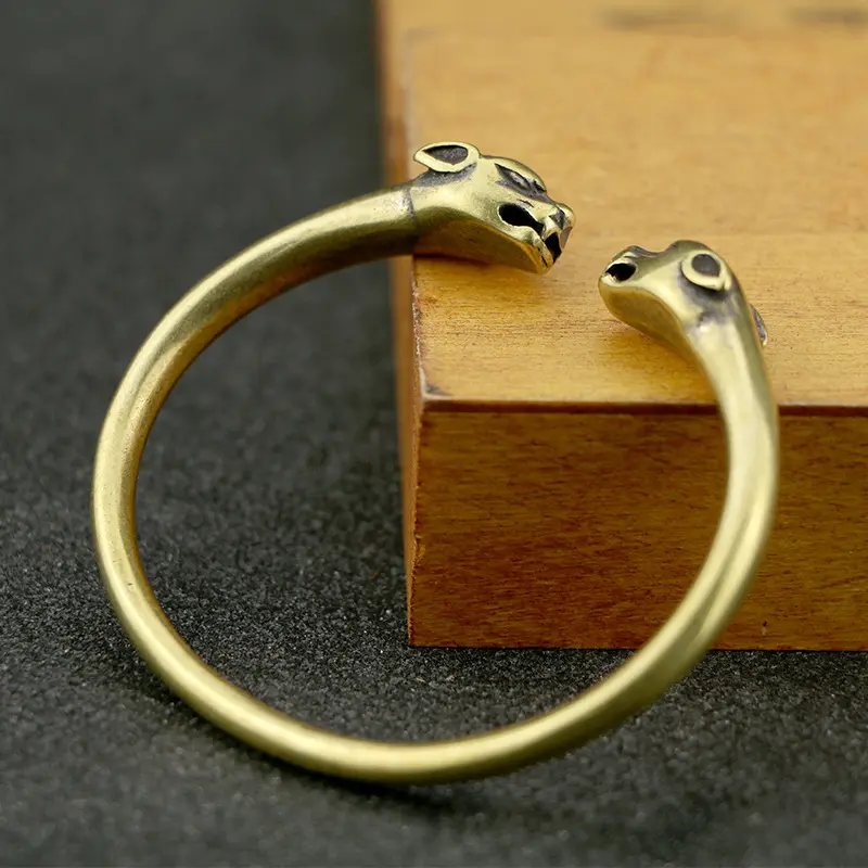 Punk Brass Leopard Bangles Bracelet