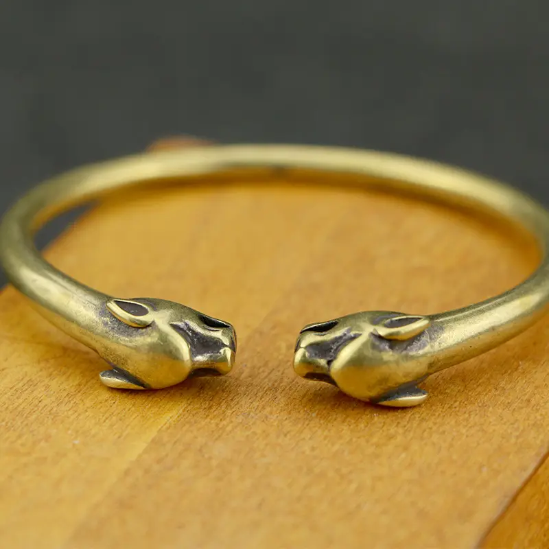 Punk Brass Leopard Bangles Bracelet