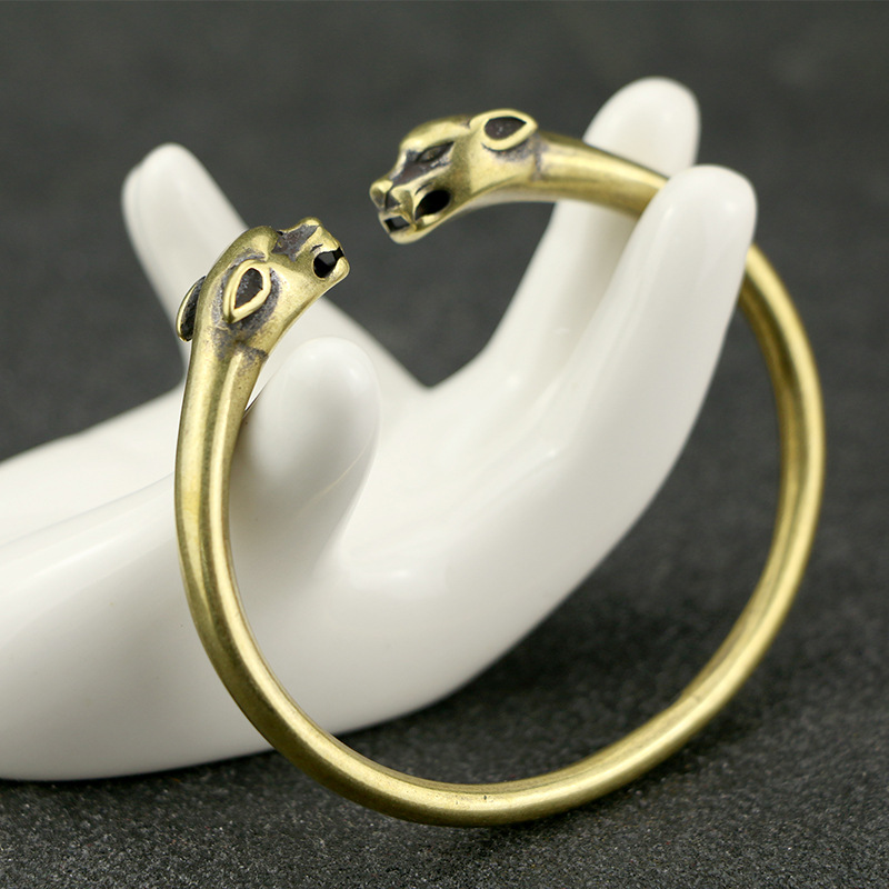 Punk Brass Leopard Bangles Bracelet For Men Jewelry — foto 4