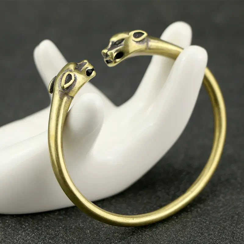Punk Brass Leopard Bangles Bracelet