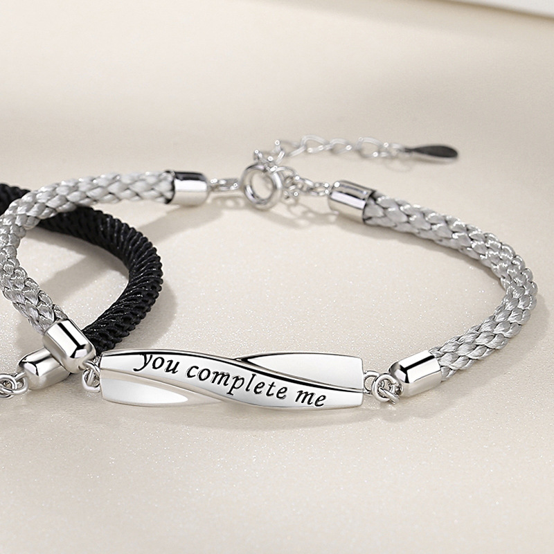 Title 2, You Complete Me Couple Hand Rope Sterling Silver