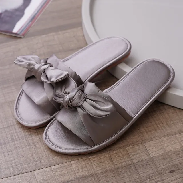 Bowknot Open Toe Home Four Seasons Slippers Room Grey - Shop at LoveMi