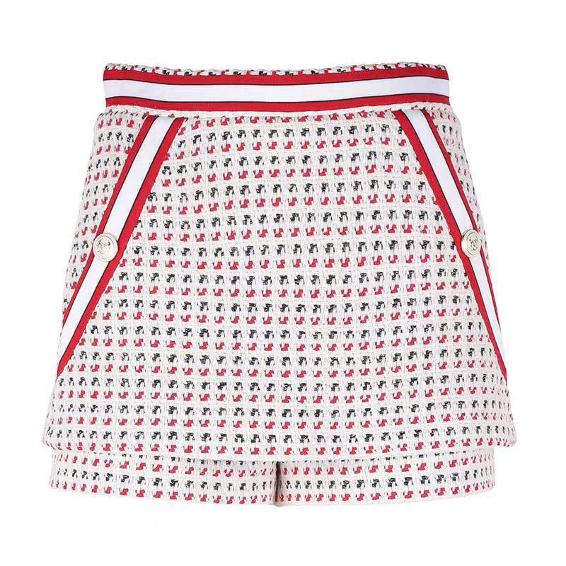 Title 2, Shorts femininos de tweed jacquard listrados co...