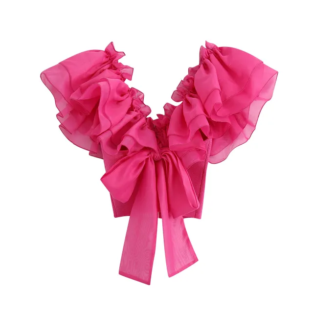 Knit Top With Organza Sleeves Picture Color L - Shop at LoveMi