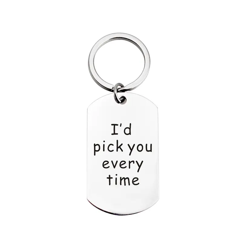 Metal Titanium Steel Keychain Stainless English Holiday Gift Customization