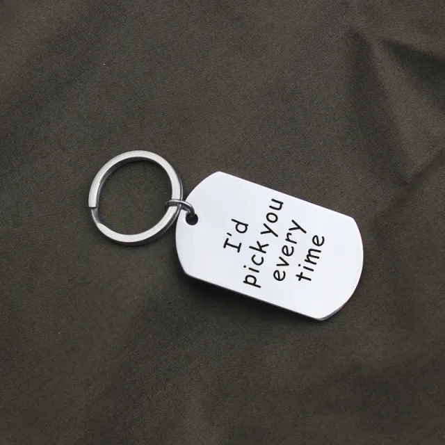 Metal Titanium Steel Keychain Stainless Steel English Holiday Gift Customization Steel Color - Shop at LoveMi